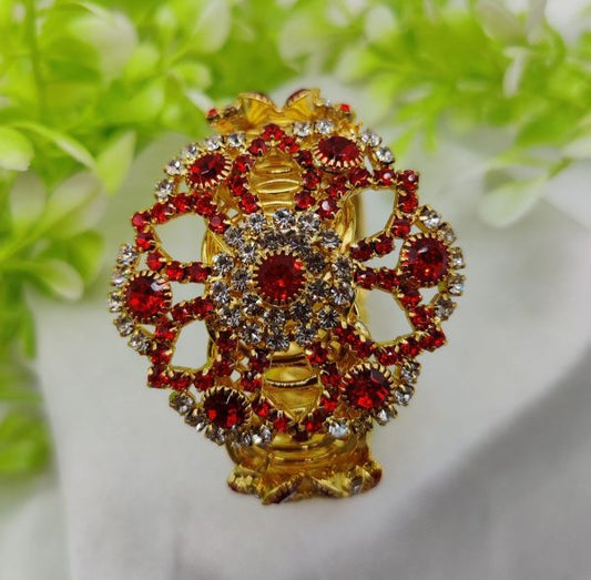 Imported Golden Lace Crystal Bracelet Royal Ruby Elegance Bracelet Royal Sapphire Glam Bracelet Adjustable Bracelet  Best Quality Artificial Bracelet For Girls & Women