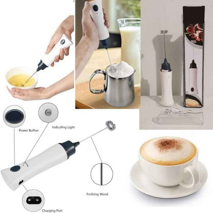 White Electric Rechargeable Coffee Beater – Versatile Milk, Mixing Machine ,juice, Coffee, And Egg Foamer, Ideal For Kitchen Accessories. Portable And Lightweight, Perfect For Cappuccino, Latte, Baking, And Smoothies